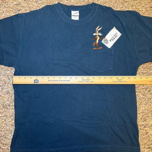 Vintage Mens Shirt Size L Wile Coyote Genius Pocket Warner Bros Looney Tunes - Picture 5 of 6